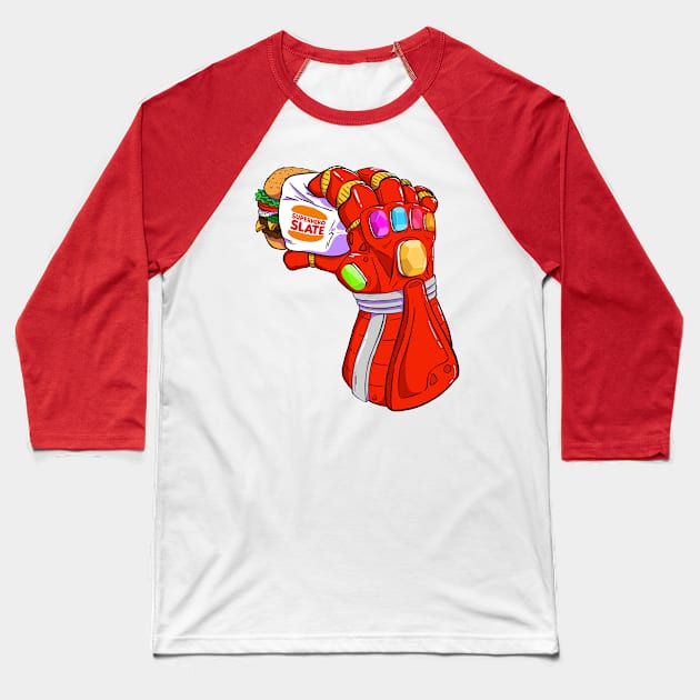 Burger Gauntlet Baseball T-Shirt by SuperheroSlate